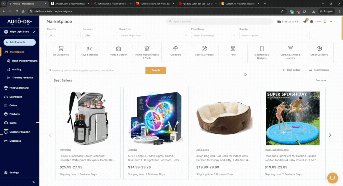 AutoDS product importing