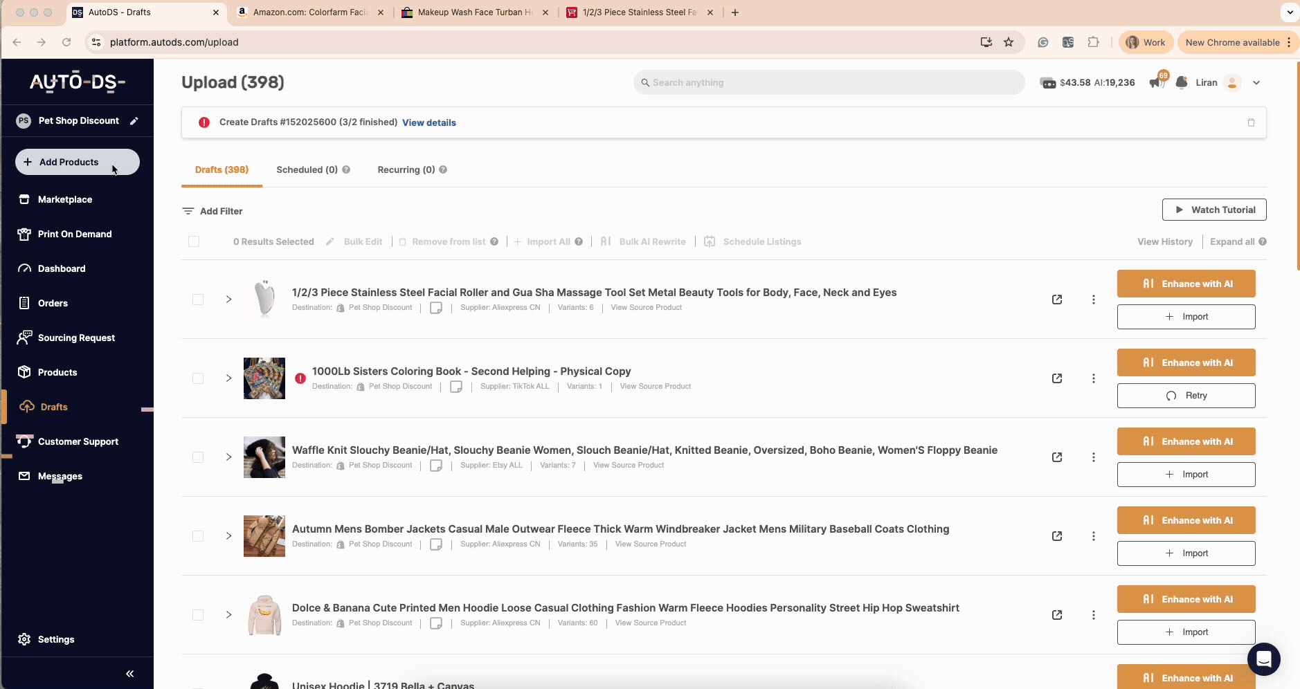 Import dropshipping beauty products to AutoDS
