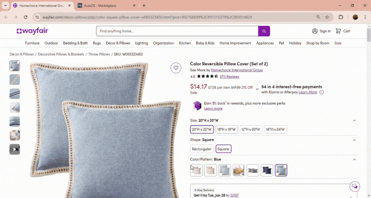 Automatic Import products from Wayfair with AutoDS